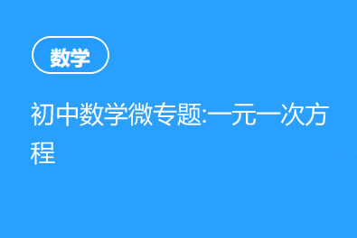 初中数学微专题视频课程：一元一次方程